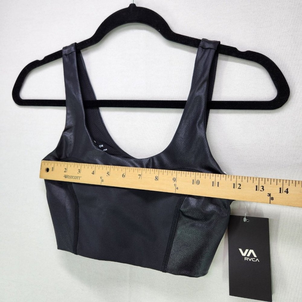 RVCA Sports Bra Adults XS Slick Black Matte Shine Womens New - Picture 4 of 10